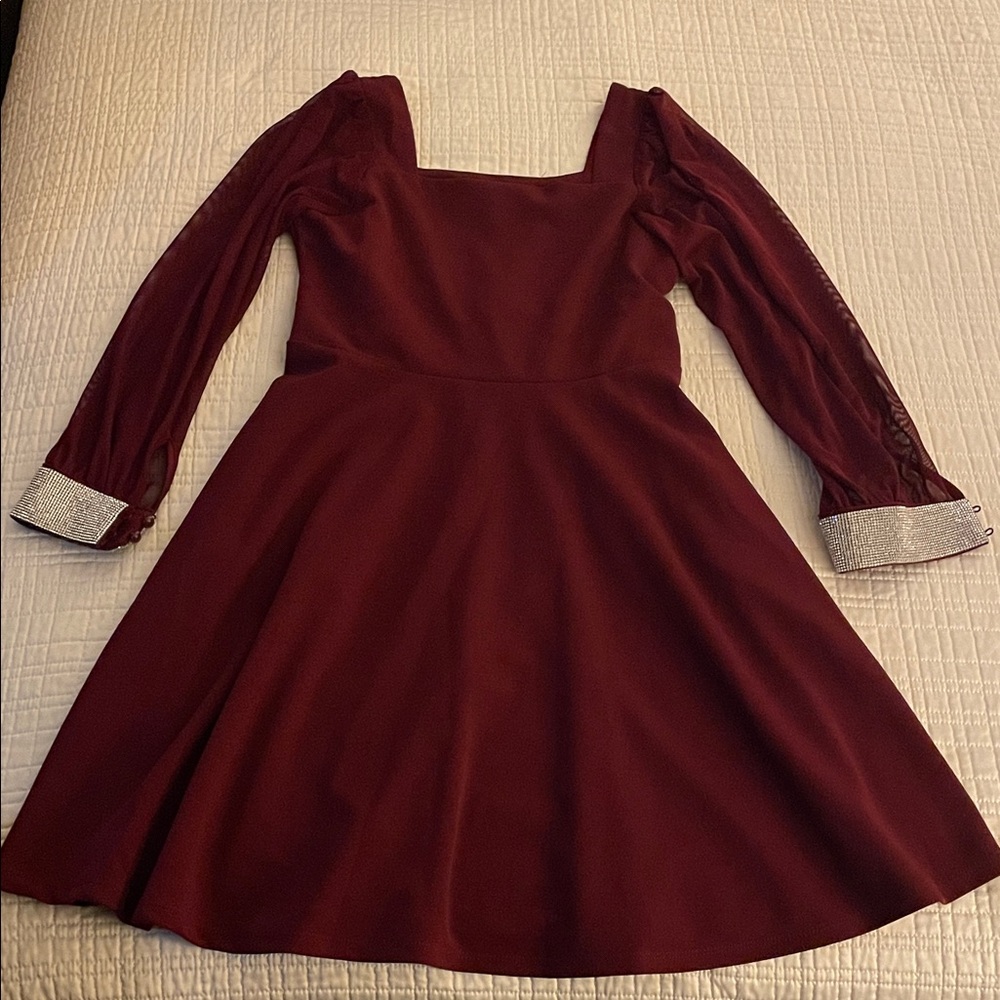 Speechless Mesh Sleeve Scuba Crepe Dress